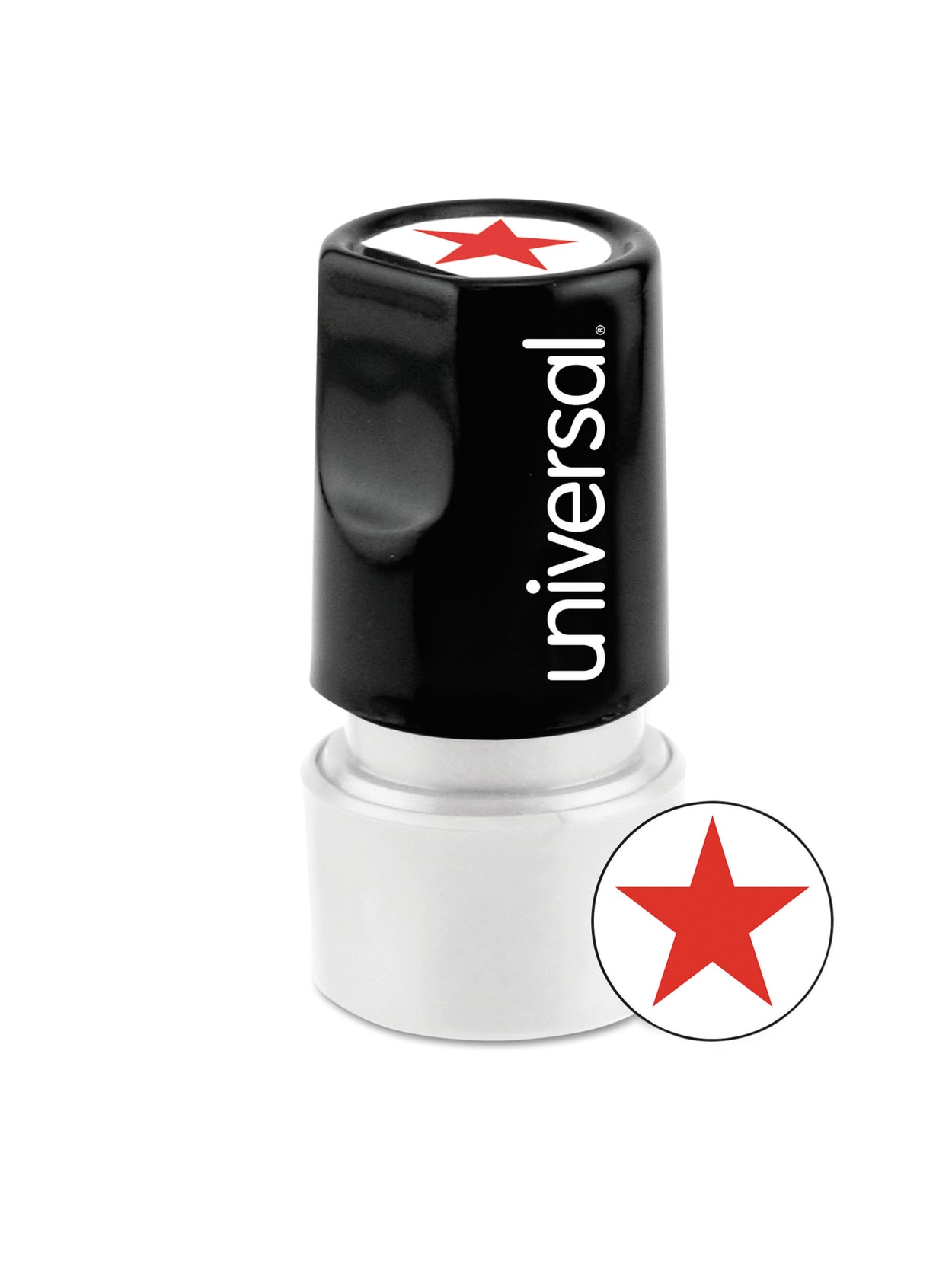 Round Teacher Stamp Solid Star RED Ink 